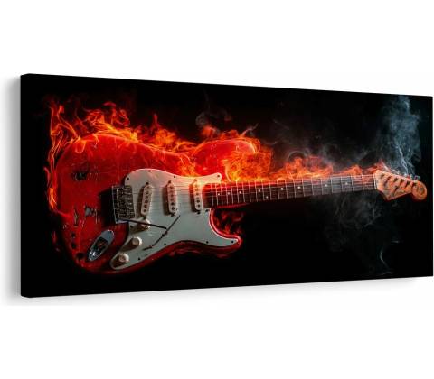 Obraz elektrická gitara a oheň