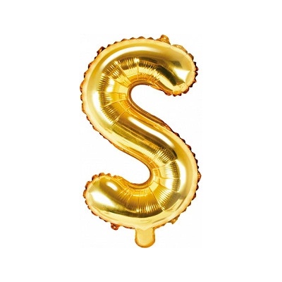 PartyDeco Fóliový balón Mini Písmeno S 35cm zlatý