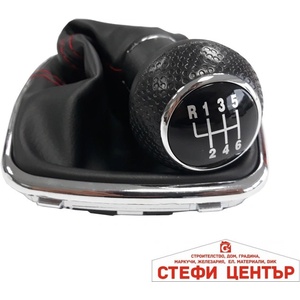 Paolo Топка за скоростен лост с маншон съвместима с VW Golf / Bora с 6 скорости - червен конец (58329) - steficenter