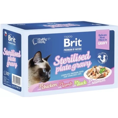 BritPremium Cat Delicate Fillets in Gravy Family Plate Sterilised 12 x 85 g