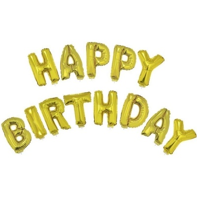 Foliové Balonky nápis Happy Birthday zlatý