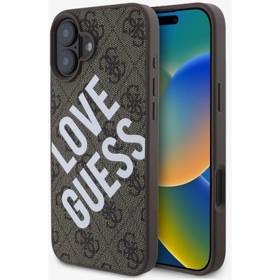 GUESS PU кожа 4G Голямо лого на любовта MagSafe заден капак за iPhone 16 кафяв Guess | Lilav | ЖЕНИ | UNI