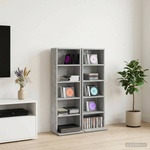 vidaXL Кабинет за CD 2 бр. Бетонно сиво 33 x 23, 5 x 97, 5 см (8012697)