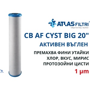 Atlas filtri - Италия Atlas CB AF CYST 20 BIG 1 mcr Патрон Carbon Block CYST за отстраняване на паразити 20" BIG (RE4520CY1)