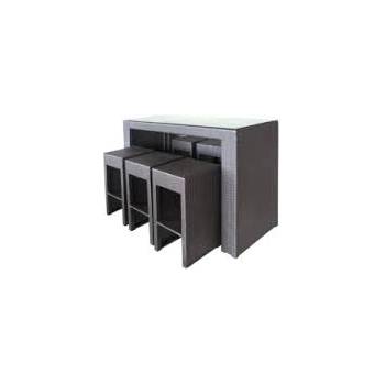 Horecano Бар сет 7части(gg-bt480cw)КАФЯВ(pvc ратан/алуминиева рамка) (0195233)