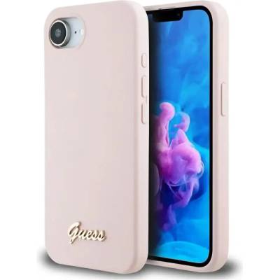 GUESS Калъф Guess Silicone Script Metal Logo MagSafe за iPhone 16e - розов (3666339454081)