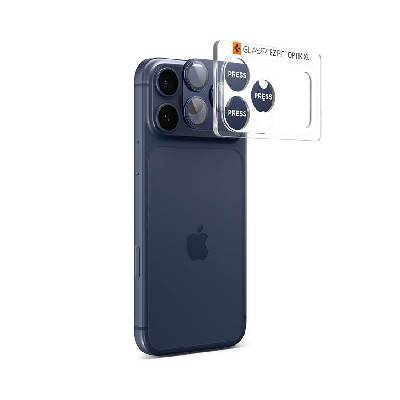 Предпазни стъклени лещи с цяла плочка за камерата на iPhone 17 Pro - Spigen Glass tR EZ Fit Optik Pro XL (син)