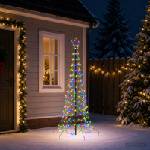 vidaXL Спирална коледна елха с LED светлини и колче EKENAS 180 см (42056588)