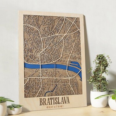 3D mapa mesta Bratislava 45 x 30 cm
