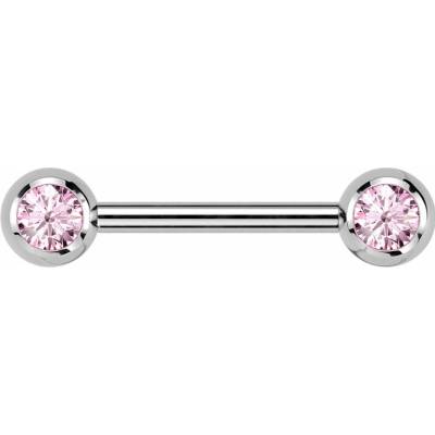 Šperky4U piercing do bradavky TITAN růžové zirkony TIT1435-P