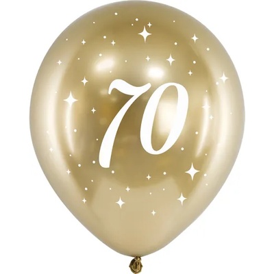 PartyDeco Латексови балони - златисти число 70 6 бр