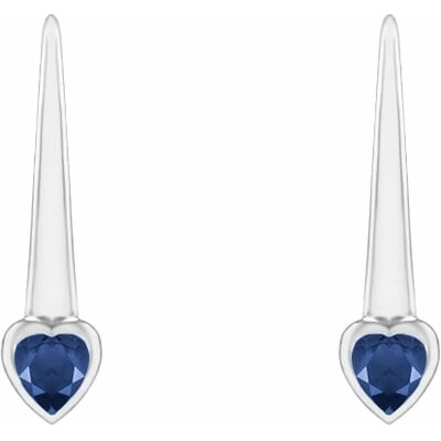 Eppi Visací náušnice se safírovými srdíčky Levy E47966