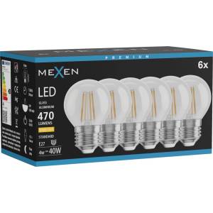 Mexen Vintis 6x LED нажежаема крушка E27, G45, 4W, Топла - 2700K, 470 lm, прозрачно (L156-E27-0427-00x06)