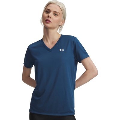 Under Armour Tech V-Neck Short Sleeve Womens - Wham Blue/White