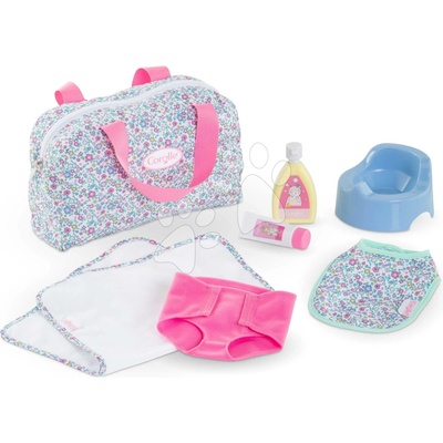 Corolle Prebaľovacia taška pre bábiku Flowered Changing Accessories Set pre 36 cm bábiku 7 doplnkov od 24 mes