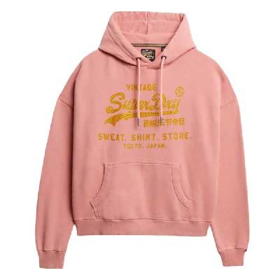 Суичър Superdry Embellished Vl Relaxed Fit hoodie - Pink (Smoke Rose)