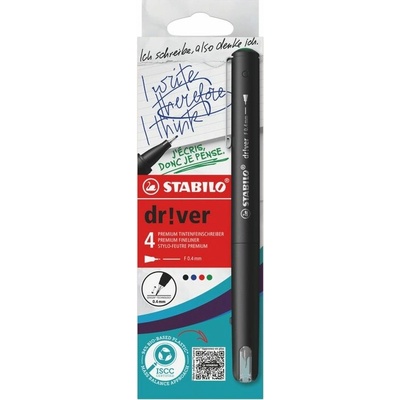 Jemný liner STABILO dr!ver - fine, sada 4 ks