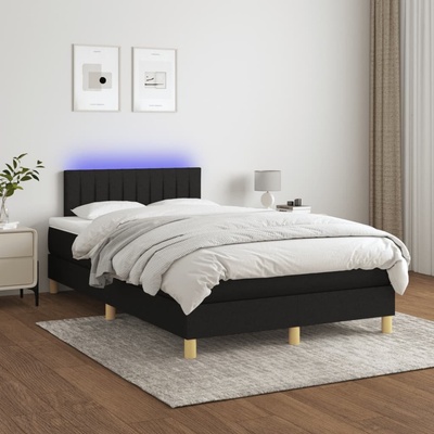 Petrashop 3133863 boxspring postel s matrací a LED černá textil