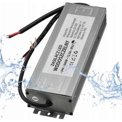 BERGE LED hermetický zdroj - 24V - 300W - 12,5A - IP67 PS-WP-24V-300W