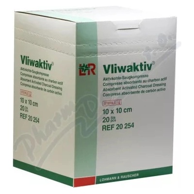 Vliwaktiv kompresy s aktívnym uhlím 10 x 10 cm 20 ks