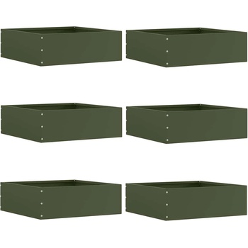 vidaXL Ограда за трева 6 pcs Маслинено зелено 40 x 40 x 13 cm Стомана (874709)