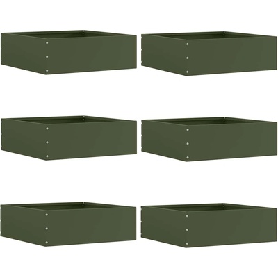 vidaXL Ограда за трева 6 pcs Маслинено зелено 40 x 40 x 13 cm Стомана (874709)