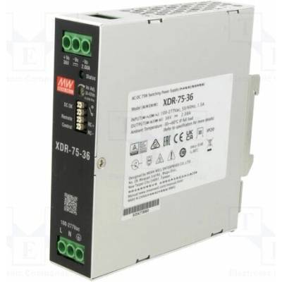 MEAN WELL XDR-75-36 Napájecí zdroj: spínaný; na lištu DIN; 75W; 36VDC; 0÷2,08A; OUT: 1