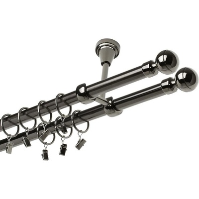 OK-GarnýžeCZ - Garnýž kovová dvouřadá 19mm Paola double onyx 310 cm do stropu / kroužky s žabkou