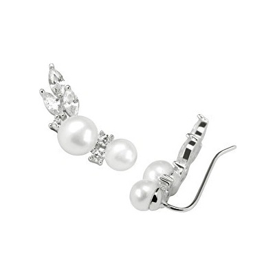 JwL Jewellery strieborné náušnice s pravými perlami a kryštály JL0300