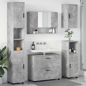 vidaXL Комплект мебели за баня 5 бр. Циментено сиво 35 x 30 x 192 см (3393066)