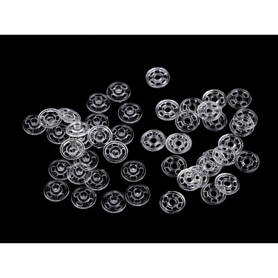 Plastové patentky / stiskací knoflíky transparentní Ø7 mm, střední, transparent