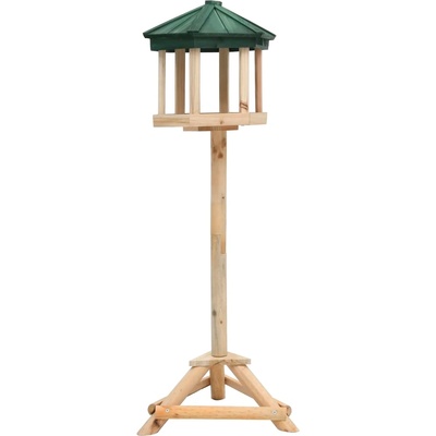 vidaXL Стояща хранилка за птици, чамово дърво масив, 33x110 см (314817)