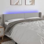 vidaXL LED горна табла за легло, светлосива, 203x16x78/88 см, плат (3122978)