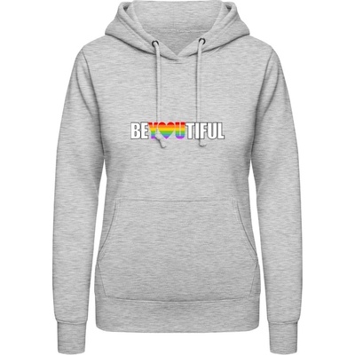 AWDis Dámska LGBTI mikina Nápis BeYOUtiful šedivá sivá