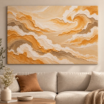 Obraz na plátně - Hořčicové divoké mraky FeelHappy.cz Rozměr obrazu (Šířka x Výška): 90 x 60 cm