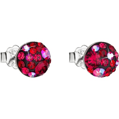 Pavona Stříbrné náušnice pecka s krystaly Swarovski červené kulaté 31136.3 cherry