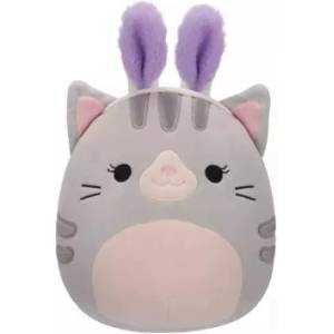 VEGATOYS Squishmallows: Сивото коте Тали с плюшени ушички на зайче - 20 см