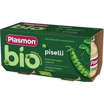 PLASMON Био зеленчуково пюре Plasmon - Грах, 6 м+, 2 х 80 g (1446)