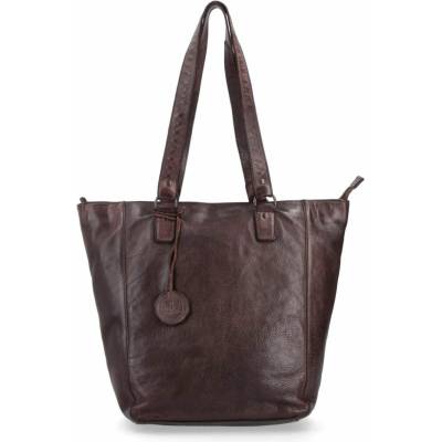 Noelia Bolger Kožená shopper kabelka tmavohnedá