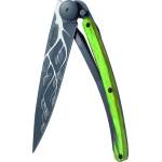 DEEJO 1gb147 tattoo black green beech / Ултралеко джобно ножче с дръжка от букова дървесина, боядисана в зелено (1gb147)