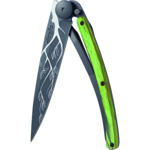 DEEJO 1gb147 tattoo black green beech / Ултралеко джобно ножче с дръжка от букова дървесина, боядисана в зелено (1gb147)