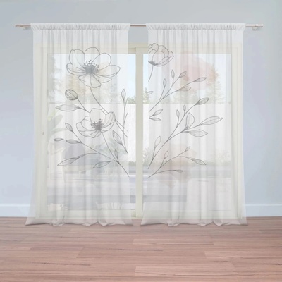 Sablio Záclony Kvetinová línia: 2ks 150x250cm