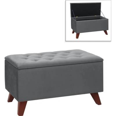 TopMebel Табуретка от кадифе Лотус в сив цвят 90x40x50см