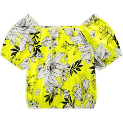 Kyly dievčenský crop top Kvety zelený
