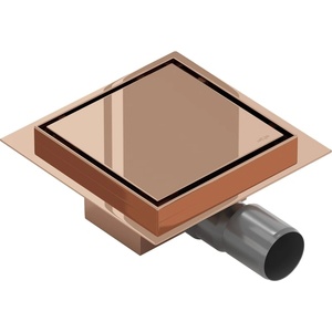 Mexen Flat-Q M13 квадратен подов сифон 15 x 15 см, розово злато - 1610015 (1610015)