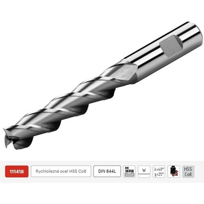ZPS FN 111418.100 - Fréza na kov pr. 10 x 45/ 95 mm válcová čelní dlouhá, 3-břitá nesouměrná, HSS-Co8