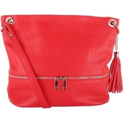 Talianske Talianska kožená crossbody kabelka Frame červená