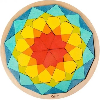 Classic World Детска, дървена играчка Цветен пъзел с блокчета Мандала - Classic World