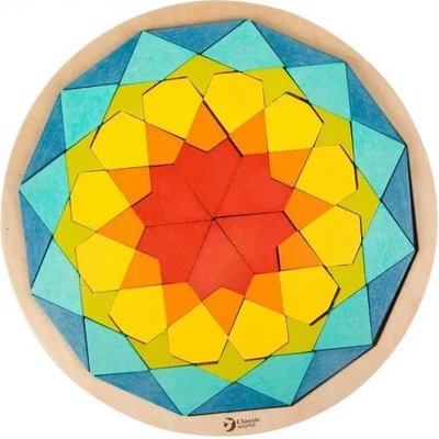 Classic World Детска, дървена играчка Цветен пъзел с блокчета Мандала - Classic World
