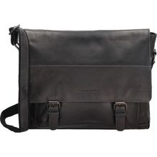 Hide & Stitches Japura kožená unisex taška na rameno čierna